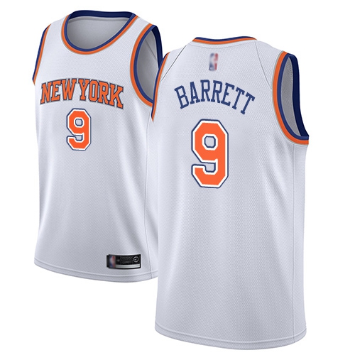 Knicks #9 R.J. Barrett White Basketball Swingman Statement Edition Jersey Knicks #9 R.J. Barrett White Basketball Swingman Statement Edition Jersey