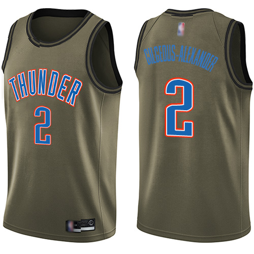 Thunder #2 Shai Gilgeous-Alexander Green Basketball Swingman Salute to Service Jersey Thunder #2 Shai Gilgeous-Alexander Green Basketball Swingman Salute to Service Jersey
