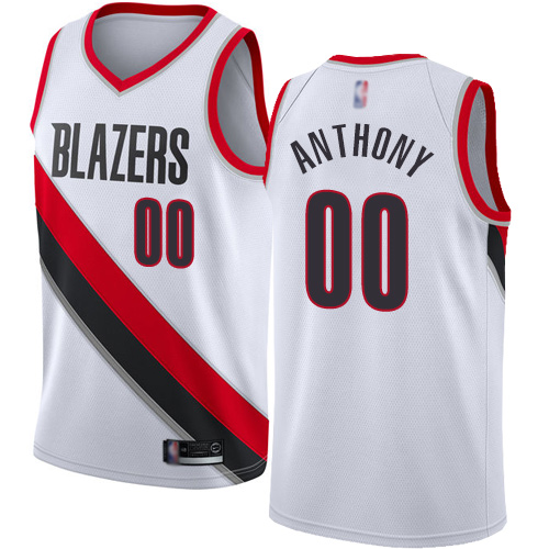 Blazers #00 Carmelo Anthony White Basketball Swingman Association Edition Jersey