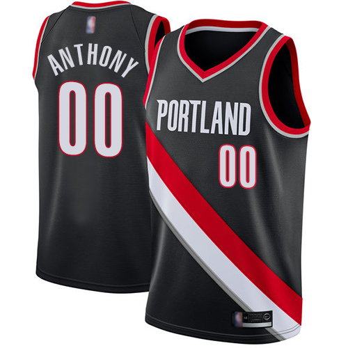 Blazers #00 Carmelo Anthony Black Basketball Swingman Icon Edition Jersey
