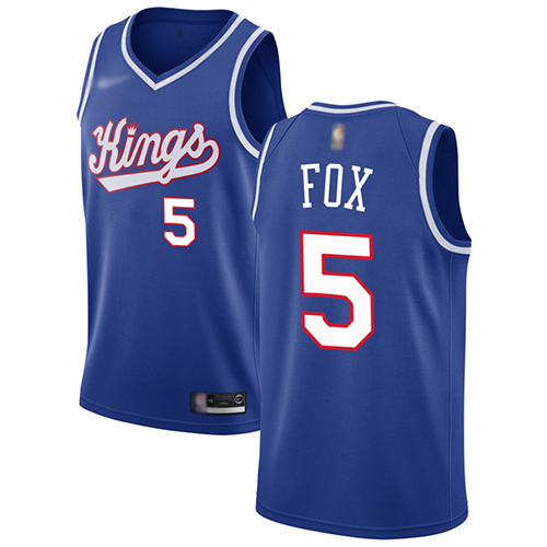 Kings #5 De'Aaron Fox Blue Basketball Swingman Hardwood Classics Jersey