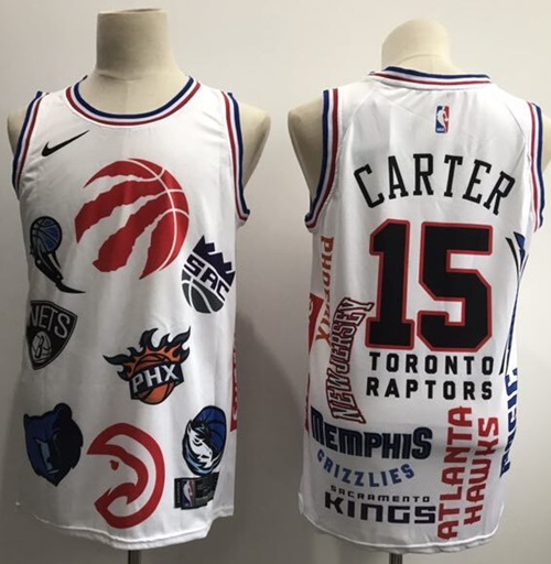 Nike Raptors #15 Vince Carter White NBA Swingman Jointly Team Jersey