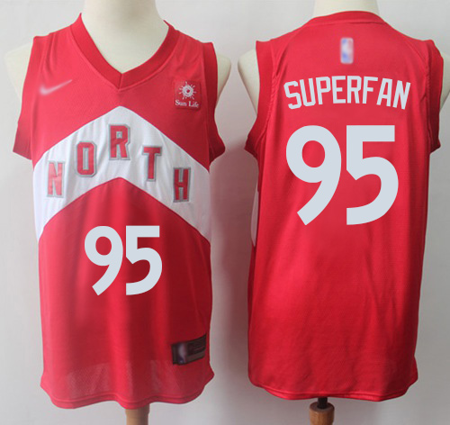 Raptors #95 Superfan Red Basketball Swingman Earned Edition Jersey
