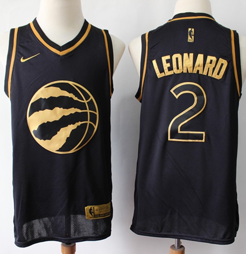 Raptors #2 Kawhi Leonard Black/Gold Basketball Swingman Limited Edition Jersey