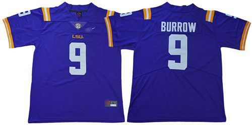 LSU Tigers #9 Joe Burrow Purple Limited Stitched College Jersey