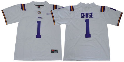 LSU Tigers #1 Ja'Marr Chase White Limited Stitched College Jersey