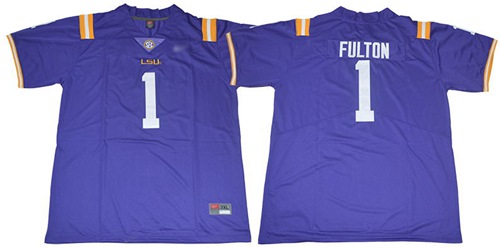 LSU Tigers #1 Kristian Fulton Purple Limited Stitched College Jersey