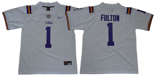 LSU Tigers #1 Kristian Fulton White Limited Stitched College Jersey