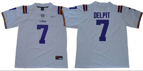 LSU Tigers #7 Grant Delpit White Limited Stitched College Jersey