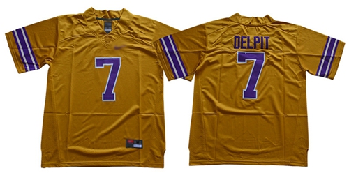 LSU Tigers #7 Grant Delpit Gridiron Gold Limited Legend Stitched College Jersey