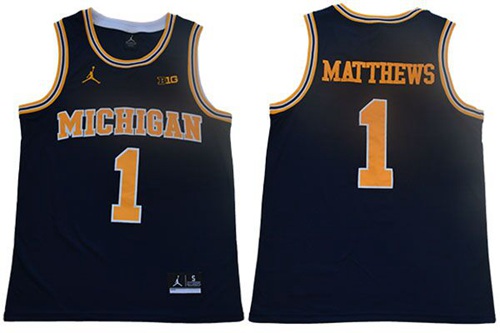 Wolverines #1 Charles Matthews Navy Blue Jordan Brand Limited Stitched NCAA Jersey
