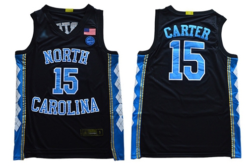 North Carolina #15 Vince Carter Black Basketball Stitched College Jersey