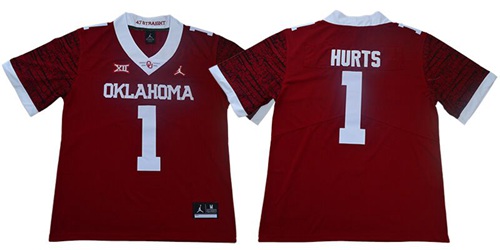 Sooners #1 Jalen Hurts Red Jordan Brand Limited New XII Stitched NCAA Jersey