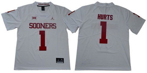 Sooners #1 Jalen Hurts White Jordan Brand Limited Stitched NCAA Jersey