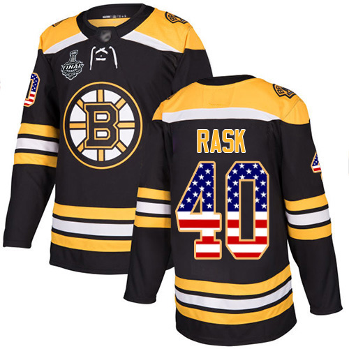 Bruins #40 Tuukka Rask Black Home Authentic USA Flag Stanley Cup Final Bound Stitched Hockey Jersey