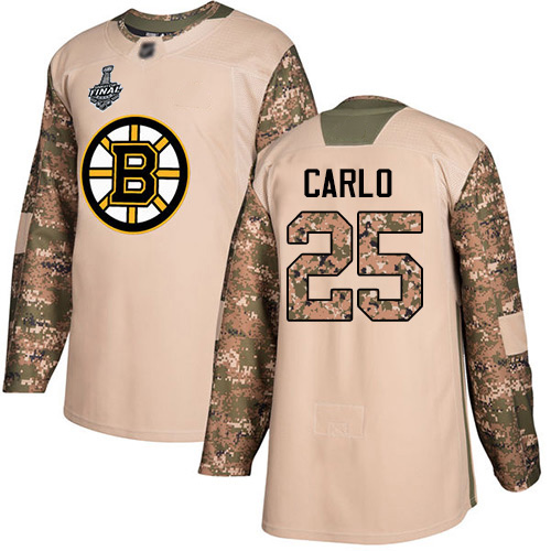 Bruins #25 Brandon Carlo Camo Authentic 2017 Veterans Day Stanley Cup Final Bound Stitched Hockey Jersey