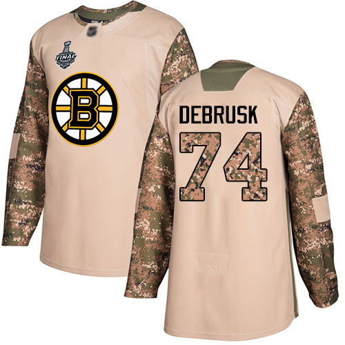 Bruins #74 Jake DeBrusk Camo Authentic 2017 Veterans Day Stanley Cup Final Bound Stitched Hockey Jersey