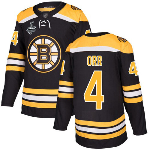 Bruins #4 Bobby Orr Black Home Authentic Stanley Cup Final Bound Stitched Hockey Jersey