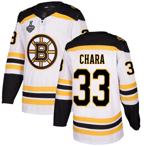 Bruins #33 Zdeno Chara White Road Authentic Stanley Cup Final Bound Stitched Hockey Jersey