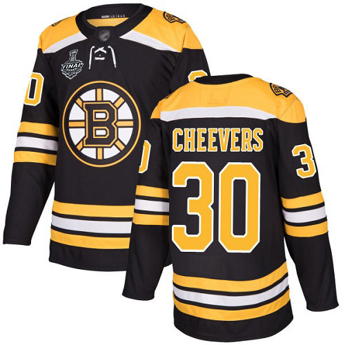 Bruins #30 Gerry Cheevers Black Home Authentic Stanley Cup Final Bound Stitched Hockey Jersey