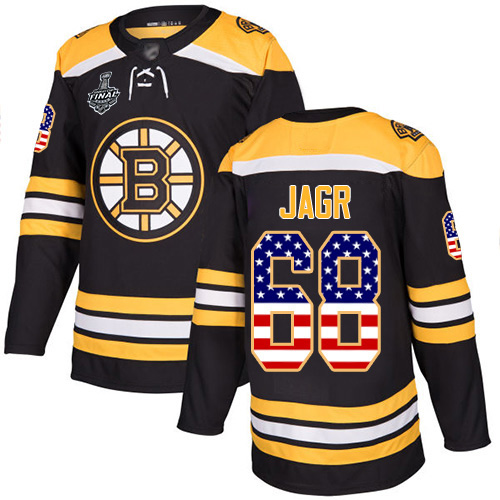 Bruins #68 Jaromir Jagr Black Home Authentic USA Flag Stanley Cup Final Bound Stitched Hockey Jersey