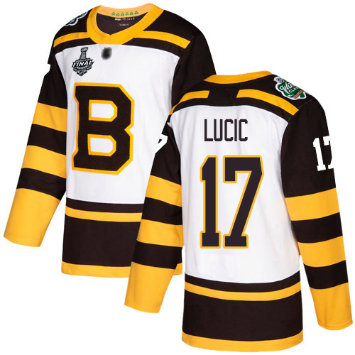 Bruins #17 Milan Lucic White Authentic 2019 Winter Classic Stanley Cup Final Bound Stitched Hockey Jersey