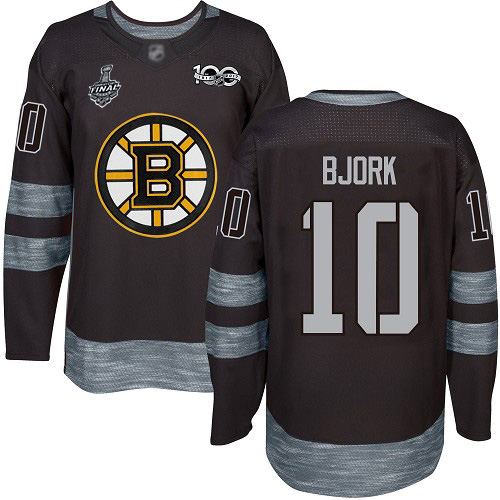 Bruins #10 Anders Bjork Black 1917-2017 100th Anniversary Stanley Cup Final Bound Stitched Hockey Jersey
