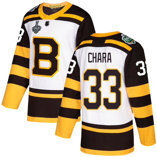 Bruins #33 Zdeno Chara White Authentic 2019 Winter Classic Stanley Cup Final Bound Stitched Hockey Jersey