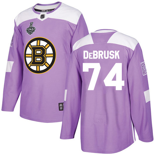 Bruins #74 Jake DeBrusk Purple Authentic Fights Cancer Stanley Cup Final Bound Stitched Hockey Jersey