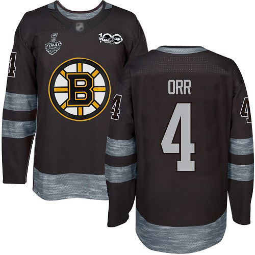 Bruins #4 Bobby Orr Black 1917-2017 100th Anniversary Stanley Cup Final Bound Stitched Hockey Jersey