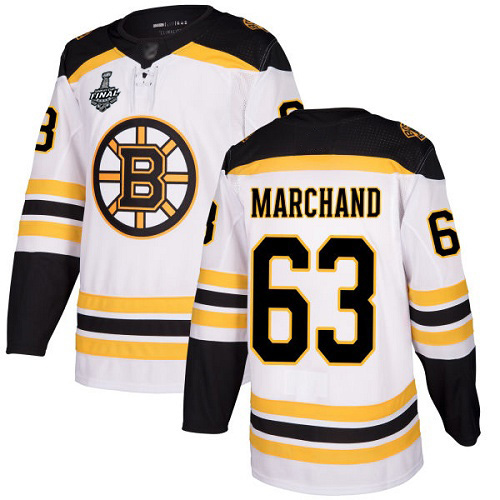 Bruins #63 Brad Marchand White Road Authentic Stanley Cup Final Bound Stitched Hockey Jersey