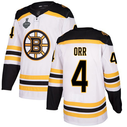 Bruins #4 Bobby Orr White Road Authentic Stanley Cup Final Bound Stitched Hockey Jersey