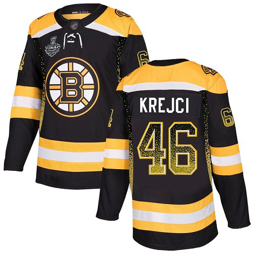 Bruins #46 David Krejci Black Home Authentic Drift Fashion Stanley Cup Final Bound Stitched Hockey Jersey