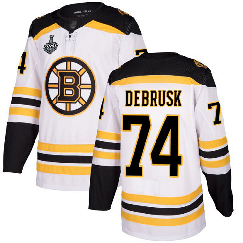 Bruins #74 Jake DeBrusk White Road Authentic Stanley Cup Final Bound Stitched Hockey Jersey