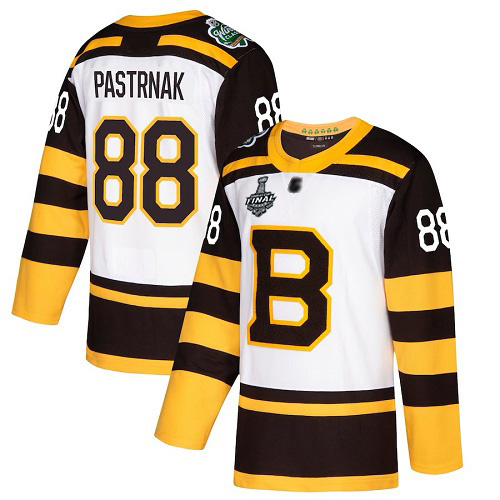Bruins #88 David Pastrnak White Authentic 2019 Winter Classic Stanley Cup Final Bound Stitched Hockey Jersey