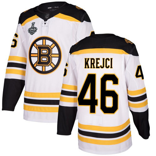 Bruins #46 David Krejci White Road Authentic Stanley Cup Final Bound Stitched Hockey Jersey