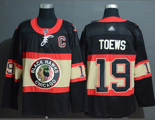 Blackhawks #19 Jonathan Toews Black Throwback Authentic Stitched Hockey Jersey