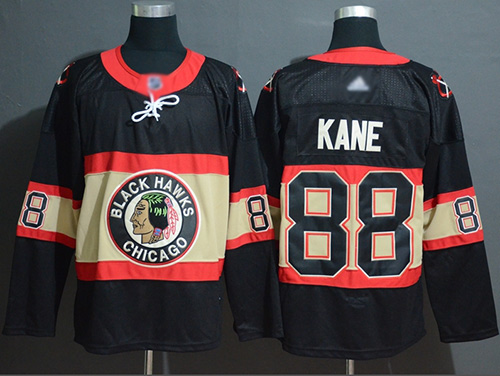 Blackhawks #88 Patrick Kane Black Throwback Authentic Stitched Hockey Jersey