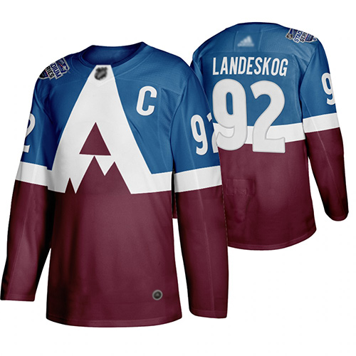 Avalanche #92 Gabriel Landeskog Blue/Burgundy Authentic 2019 Stadium Series Stitched Hockey Jersey