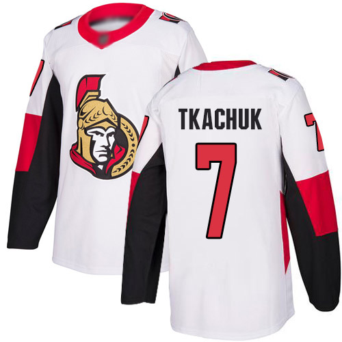 Senators #7 Brady Tkachuk White Road Authentic Stitched Hockey Jersey Senators #7 Brady Tkachuk White Road Authentic Stitched Hockey Jersey