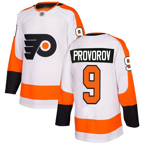 Flyers #9 Ivan Provorov White Road Authentic Stitched Hockey Jersey