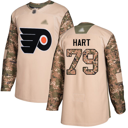 Adidas Flyers #79 Carter Hart Camo Authentic 2017 Veterans Day Stitched NHL Jersey