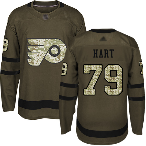 Adidas Flyers #79 Carter Hart Green Salute to Service Stitched NHL Jersey