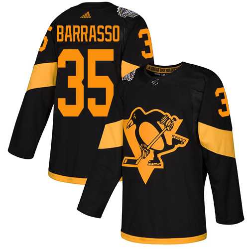 Adidas Penguins #35 Tom Barrasso Black Authentic 2019 Stadium Series Stitched NHL Jersey