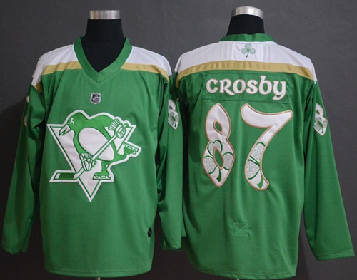 Adidas Penguins #87 Sidney Crosby Green Authentic 2019 St. Patrick's Day Stitched NHL Jersey