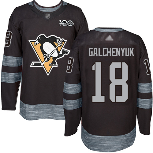 Penguins #18 Alex Galchenyuk Black 1917-2017 100th Anniversary Stitched Hockey Jersey