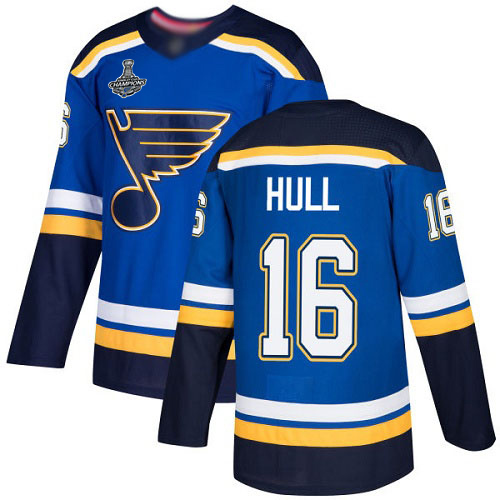 Blues #16 Brett Hull Blue Home Authentic Stanley Cup Final Bound Stitched Hockey Jersey