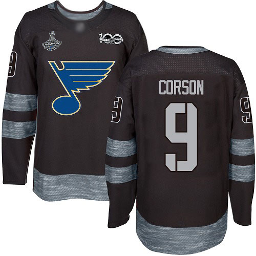 Blues #9 Shayne Corson Black 1917-2017 100th Anniversary Stanley Cup Final Bound Stitched Hockey Jersey