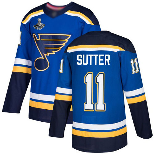 Blues #11 Brian Sutter Blue Home Authentic Stanley Cup Champions Stitched Hockey Jersey