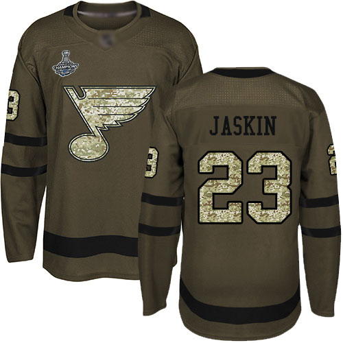 Blues #23 Dmitrij Jaskin Green Salute to Service Stanley Cup Final Bound Stitched Hockey Jersey